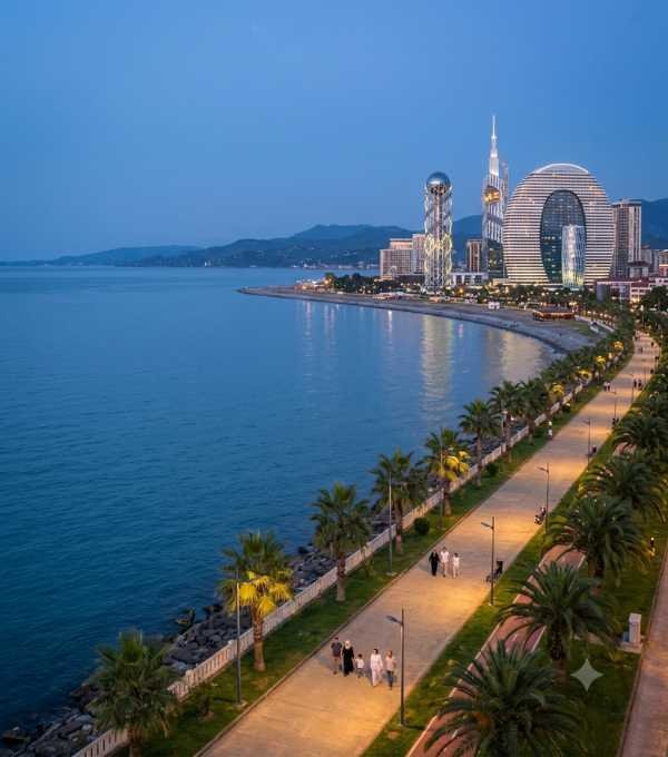 Georgia Batumi Coastal Boulevard at Twilight