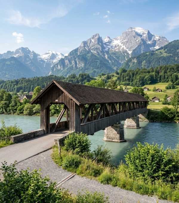 Liechtenstein Alte Rheinbrücke Vaduz-Sevelen